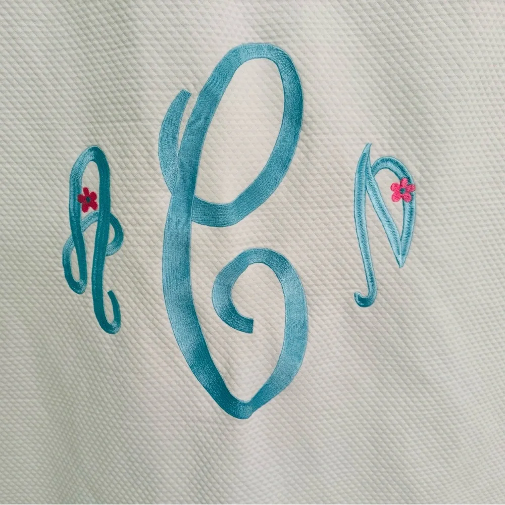 White Shower Curtain Monogram ACN